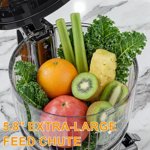 Miniatura 2 de Exprimidor de prensa en frío de 300 W con conducto de alimentación extra grande de 5.8 pulgadas, máquinas exprimidoras de masticación lenta