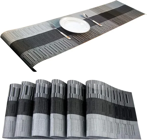 Miniatura 11 de Manteles individuales, manteles individuales de PVC lavables, manteles individuales de vinilo tejido para mesa de comedor