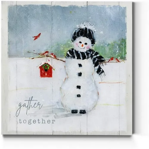 Miniatura 23 de Renditions Gallery Arte de pared "Be Merry and Bright", lindo arte navideño e invernal, granero festivo, aspecto de madera falsa, decoración