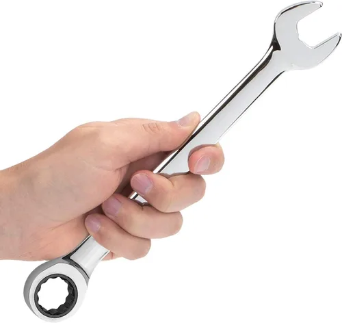 Miniatura 3 de Urrea Llave combinada de trinquete de 12 puntos, herramienta mecánica de 1/4 pulgadas con arco oscilante de 9 grados y acabado de níquel cromado