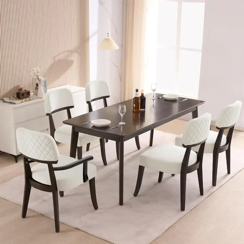 Miniatura 29 de adochr Sillas de comedor de terciopelo con brazos, sillas de comedor tapizadas con patas de madera dura y respaldo curvado abierto, sillas de cocina