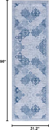 Miniatura 2 de SAFAVIEH Tucson Collection - Alfombra lavable de 2 pies 6 pulgadas x 8 pies, gris y azul marino, antideslizante, ideal para zonas de alto tráfico