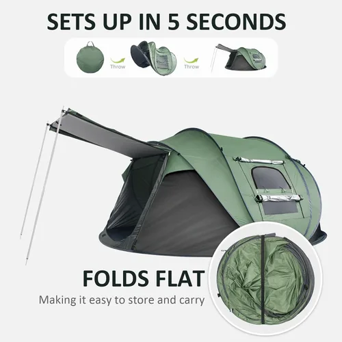 Miniatura 5 de Tienda de campaña desplegable para camping, tienda de campaña para 4 personas con almacenamiento adicional, protección UV, impermeable, costuras