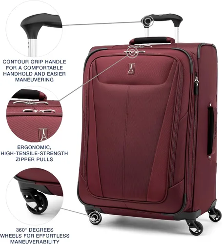 Miniatura 83 de Travelpro Maxlite 5 - Juego de 2 piezas de equipaje de mano de tela, expandibles con 4 ruedas giratorias, bolso blando para debajo del asiento, Negro