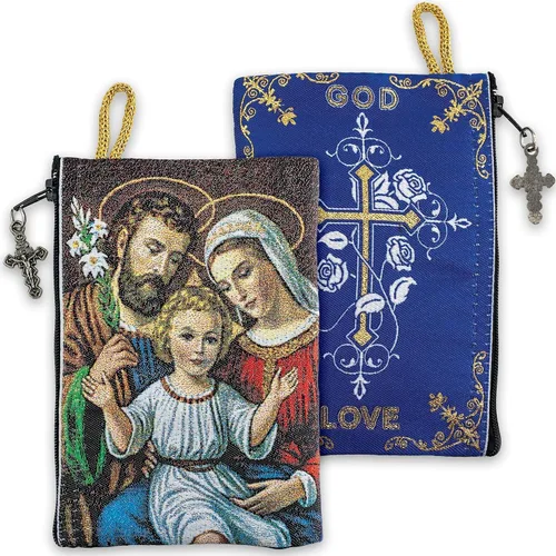 Miniatura 66 de Bolsa de rosario católico, estuche de rosario de bautismo para niños con números 6:24-26, versículo de la Biblia, 4 x 6 pulgadas, joyería y monedero