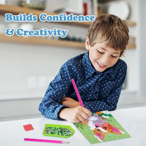 Miniatura 6 de QEUOYSS Kits de arte de diamantes 5D para niños principiantes, kits fáciles de artes y manualidades para niños de 8 a 12 años, juego de manualidades