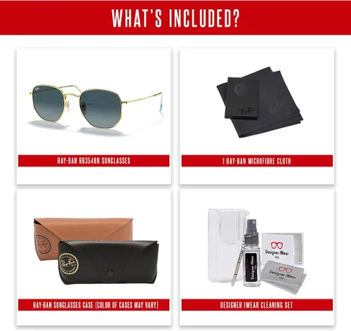 Miniatura 5 de Ray-Ban RB3548N - Gafas de sol hexagonales 001 de 54 M para hombres y mujeres (grande), paquete con kit de diseñador iWear