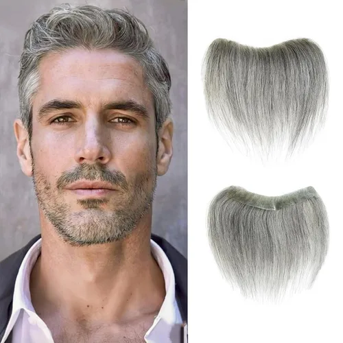 Miniatura 15 de Extensión frontal de cabello rubio claro para hombres, extensión de cabello lacio con pérdida de línea de cabello humano con cinta adhesiva