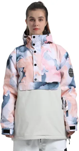 Miniatura 13 de GSOU SNOW - Chaqueta de esquí para mujer, abrigo de nieve, impermeable, cortavientos, chaqueta de snowboard, aislada, cálida, para invierno