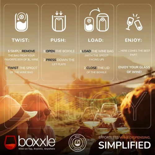 Miniatura 7 de Boxxle Box - Dispensador de vino de acero inoxidable de 3 litros, elegante, eficiente, sostenible, mantiene el vino fresco durante 6 semanas