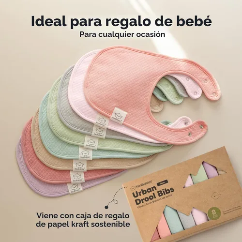 Miniatura 9 de KeaBabies Paquete de 8 baberos para babeo y dentición, baberos de tela de algodón acolchado orgánico suave para bebé, niña, niño, recién nacido