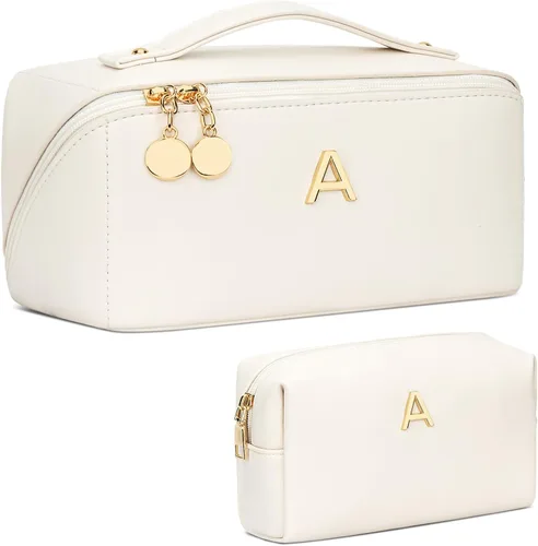 Miniatura 58 de Regalos de cumpleaños para mujeres y adolescentes, juego de bolsas organizadoras de maquillaje con iniciales personalizadas, bolsa de cosméticos