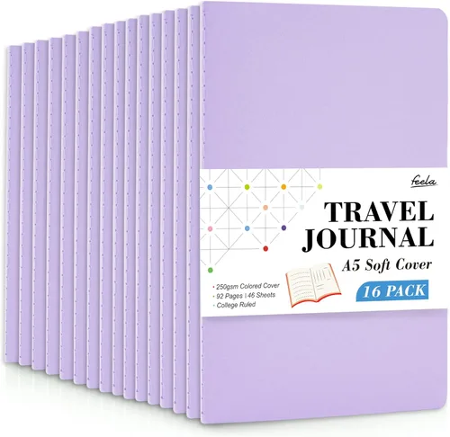 Miniatura 18 de feela - Paquete de 16 cuadernos de tapa suave a granel, cuadernos rayados universitarios para el trabajo para mujeres y niñas, diario de viaje