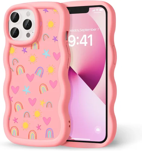 Miniatura 125 de Compatible con iPhone SE/8/7 Funda para Mujeres y Niñas, Marco Ondulado Rizado con Patrón Lindo, Estética Delgada Suave Silicona TPU Parachoques