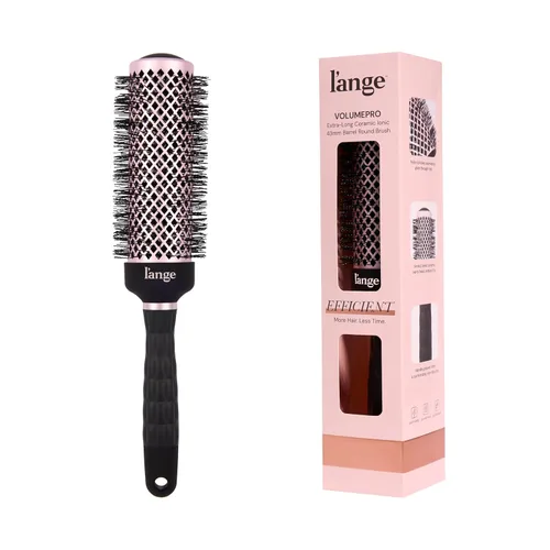 L'ANGE HAIR VolumePro - Cepillo redondo iónico de cerámica extralargo, negro, para secado con secado, rizado y peinado, añade volumen, reduce el