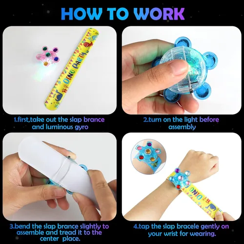 Miniatura 8 de SCIONE Paquete de 25 pulseras iluminadas para niños, recuerdos de fiesta de dinosaurios para niños de 4 a 8 a 12 años, rellenos de bolsas de regalos