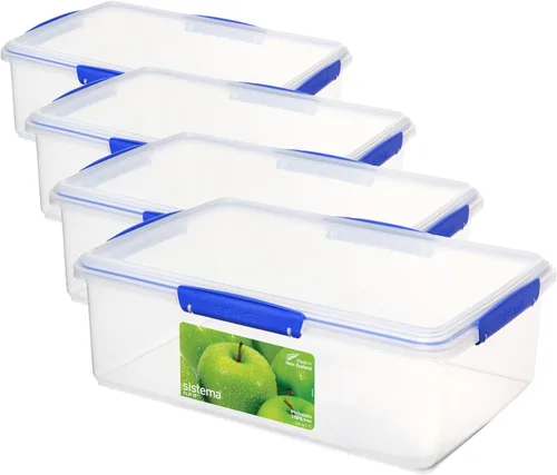 Miniatura 9 de Sistema KLIP IT Recipiente para almacenar alimentos, 5 L, hermético y apilable, sin BPA, transparente con sujetadores azules