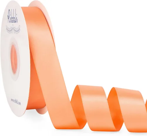 Miniatura 78 de Ribbli - Cinta de satén azul polvoriento de doble cara, 1 pulgada x 50 yardas continuas - Cinta de satén azul polvoriento para envoltura de regalos