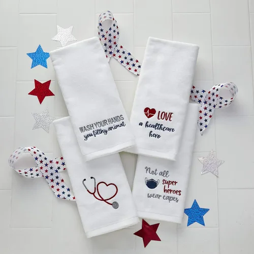 Miniatura 5 de SKL Home Love a Healthcare Hero - Juego de toallas de mano, color blanco