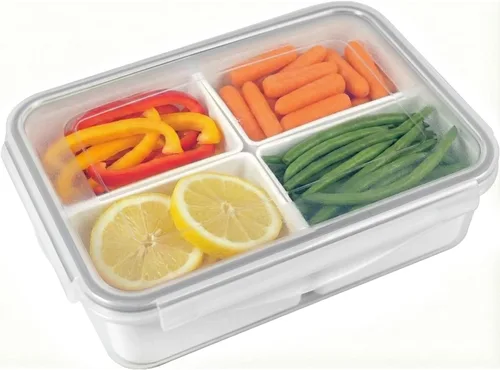 Miniatura 12 de carrotez Recipientes de almacenamiento de alimentos con 2 compartimentos removibles, recipientes para bocadillos con tapas herméticas, control