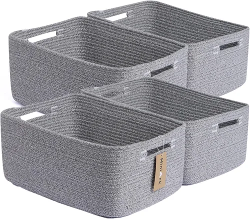 Miniatura 18 de MiniArk Cestas grandes de almacenamiento para estantes, organizadores de armario, para ropa, manta, toallas, guardería, caja de juguetes, cestas