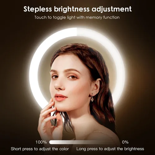 Miniatura 10 de MNIENT Espejo de maquillaje iluminado montado en la pared, espejo de aumento recargable de doble cara de 8 pulgadas, 1x/10x, espejo de tocador LED
