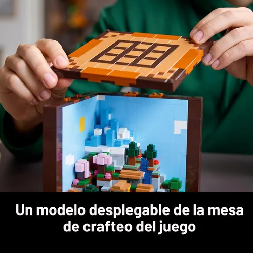 Miniatura 3 de LEGO Minecraft La Mesa de Crafteo, Set de Construcción de Videojuego Coleccionable con Figuras de Minecraft, Criaturas y Biomas, Modelo del 15º