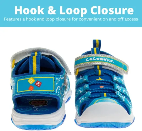Miniatura 5 de JOSMO Zapatos Cocomelon para niños y niñas, sandalias de pescador con puntera cerrada, JJ para niños, correa de playa, sandalias al aire libre