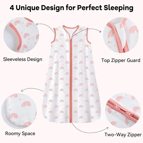 Miniatura 3 de Unnivoll - Saco de dormir para bebé de 18 a 24 meses, paquete de 3 unidades, 100 % de algodón, ligero, con un TOG de 0.5, manta portátil para bebé