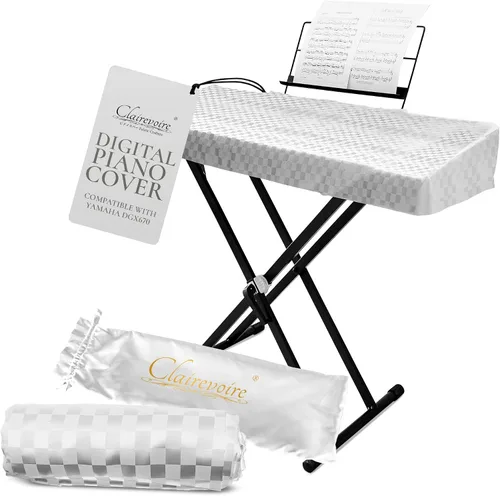 Miniatura 8 de Clairevoire Funda impermeable para piano y teclado Yamaha DGX670, DGX660, DGX650, fundas de teclado para piano digital, protección de piano Ébano