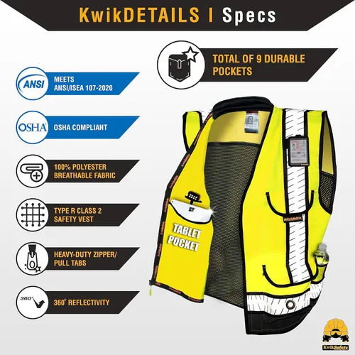 Miniatura 6 de KwikSafety - Charlotte, NC - GODFATHER Safety Vest [CUSHIONED COLLAR + TABLET POCKET] ANSI OSHA