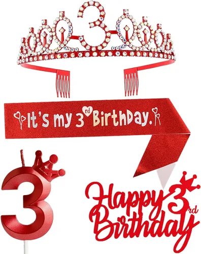 Miniatura 44 de Decoraciones de cumpleaños número 7 para niña, que incluyen corona/tiara de cumpleaños número 7, banda, adorno para pastel de cumpleaños y velas