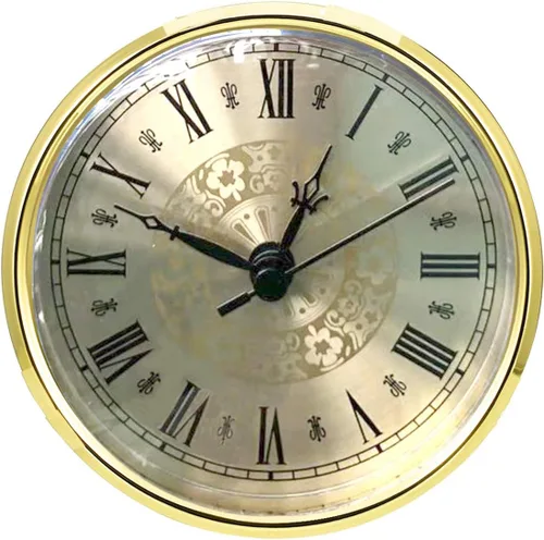 HILLHOME Mini reloj de cuarzo redondo de 4.3 pulgadas (4.331 in), movimiento de ajuste, reloj en miniatura, esfera dorada, bisel en tono dorado,