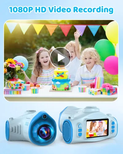 Miniatura 8 de Cámara para niños con proyector, videocámara de video digital 1080P, cámara fotográfica de 48 MP, cámara portátil para niños pequeños, regalo de Azul