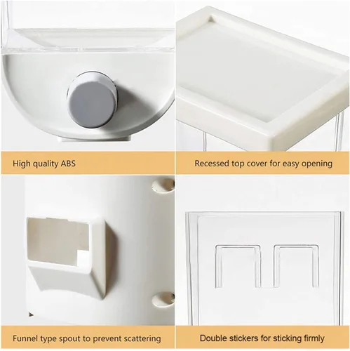 Miniatura 8 de Cyrank Dispensador de arroz, dispensador de cuentas de lavandería para colgar en la pared, contenedor de almacenamiento de alimentos secos