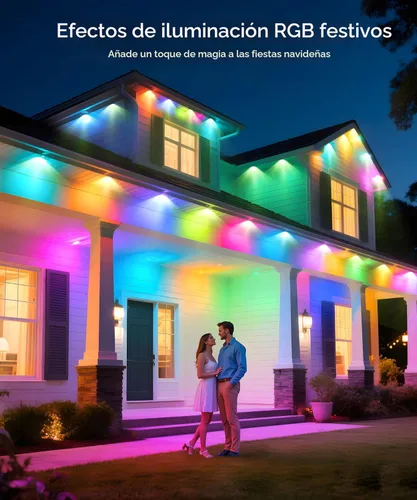 Miniatura 8 de POOFZY Luces permanentes al aire libre para casa, 200 pies RGB+IC decoración inteligente al aire libre, 50 modos de escena, aplicación/control