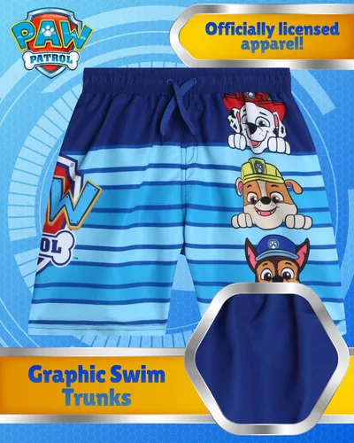 Miniatura 2 de Nickelodeon Paw Patrol - Traje de baño para niños Chase Marshall Rubble TMNT UPF 50+ - Pantalones cortos de natación para niños pequeños y niños