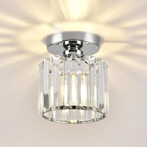 Miniatura 12 de Lámpara de techo de cristal, lámpara de techo semiempotrada de cristal dorado para dormitorio, cocina, pasillo, entrada, balcón, comedor, sala