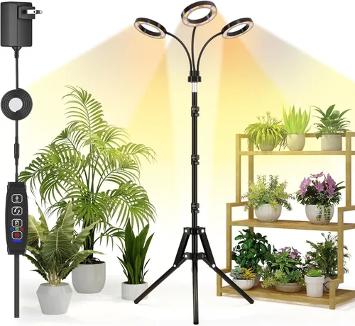 Miniatura 8 de Luces de cultivo para plantas de interior de espectro completo, luz LED para plantas con base de metal, lámparas de cultivo de plantas