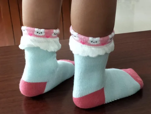 Miniatura 5 de RATIVE Non Skid Anti Slip Cotton Dress Crew Socks With Grips For Baby Infant Toddler Kids Girls