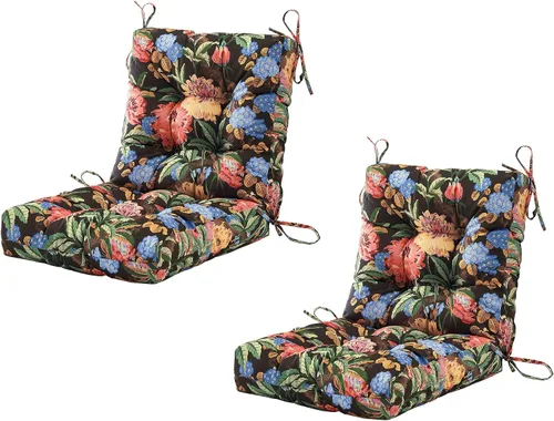 Miniatura 19 de BLISSWALK Cojines para sillas de exterior, 40 x 20 x 4 pulgadas, cojín de mimbre grueso con respaldo bajo y lazos para muebles de patio, floral