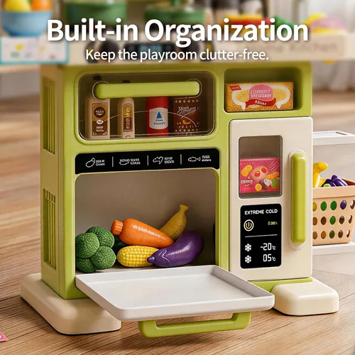 Miniatura 5 de Juego de cocina para niños de 33.8 pulgadas - 70 piezas con sonido y luz - Estufa de cocina con vapor, fregadero de juego y accesorios de cocina