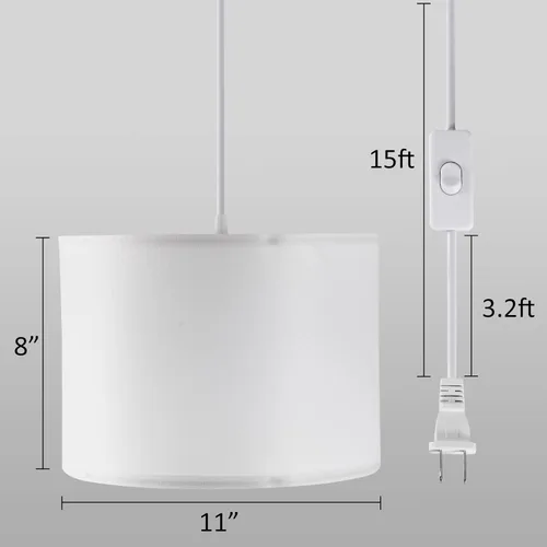 Miniatura 7 de KUAUGST Lámpara colgante enchufable, lámpara colgante de 15 pies con cable de enchufe, interruptor de encendido/apagado, iluminación colgante