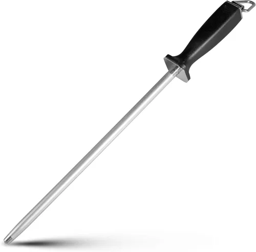 Varilla superior para afilar cuchillos, acero cepillado diamante profesional de 10 pulgadas Tipo C - negro