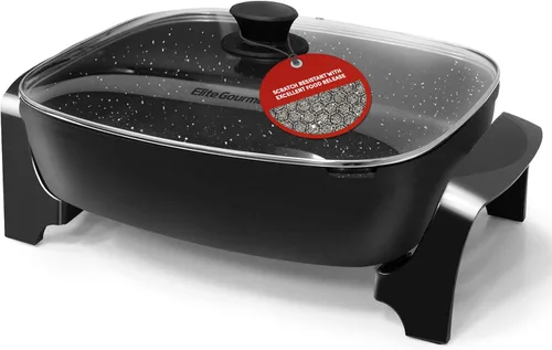 Elite Gourmet EG6203 Extra Deep 16"x13"x3.2" (10.5Qt.) Resistente a los arañazos, boquilla fácil de verter, apta para lavavajillas, sartén eléctrica