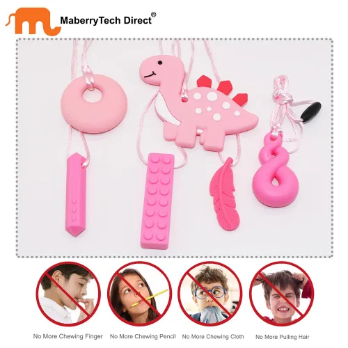 Miniatura 7 de Collar masticable para niños y niñas, paquete de 6 collares masticables sensoriales para niños autistas o adultos con TDAH, SPD, ansiedad, juguete