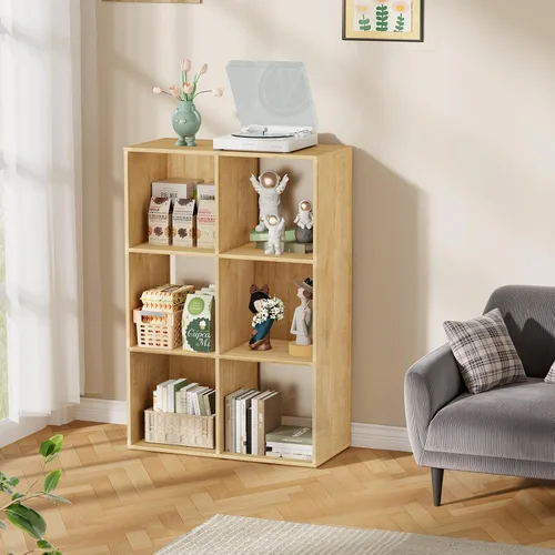 Miniatura 2 de Organizador de almacenamiento con panel trasero cerrado, estantes de madera de 13.5 pulgadas para cubículos, resistente, estantería para sala