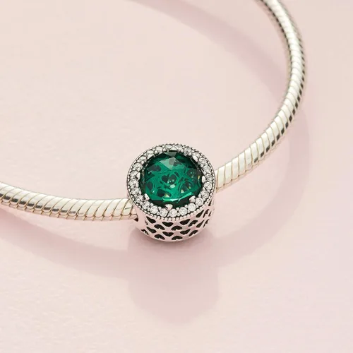 Miniatura 4 de PANDORA Joyería de cristal verde mar brillante y dije de circonita cúbica en plata de ley Metal Cristal Circonita cúbica