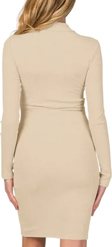 Miniatura 2 de Moyabo Vestido de maternidad de punto acanalado para mujer, vestido ajustado de manga larga para uso diario o baby shower