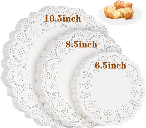 Miniatura 8 de Svalor Tapetes de papel de encaje de varios tamaños, tapetes de 4.5 pulgadas, 6.5 pulgadas y 8.5 pulgadas para alimentos, 99 piezas de tapetes